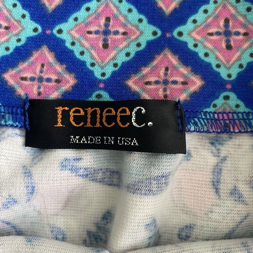 NWT Renee C.‎ Alexia Print Blue Graphic Pencil Skirt Strech Sz Small - Picture 4 of 7